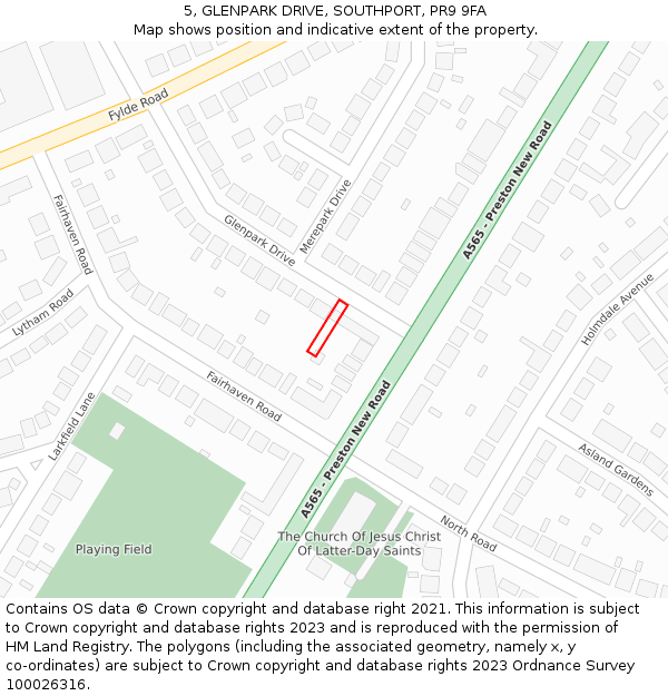 5, GLENPARK DRIVE, SOUTHPORT, PR9 9FA: Location map and indicative extent of plot