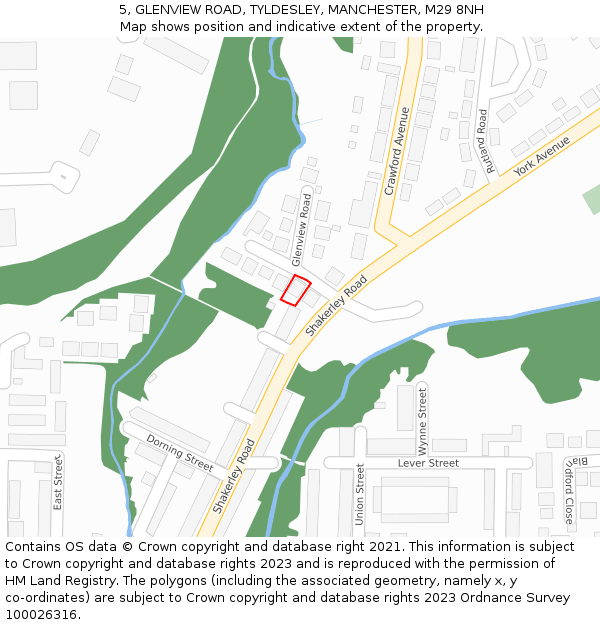 5, GLENVIEW ROAD, TYLDESLEY, MANCHESTER, M29 8NH: Location map and indicative extent of plot