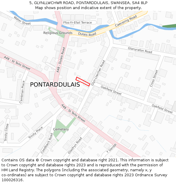 5, GLYNLLWCHWR ROAD, PONTARDDULAIS, SWANSEA, SA4 8LP: Location map and indicative extent of plot