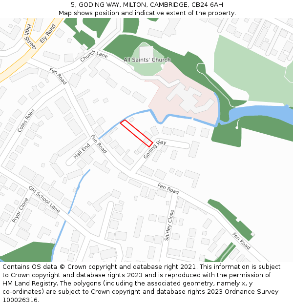 5, GODING WAY, MILTON, CAMBRIDGE, CB24 6AH: Location map and indicative extent of plot