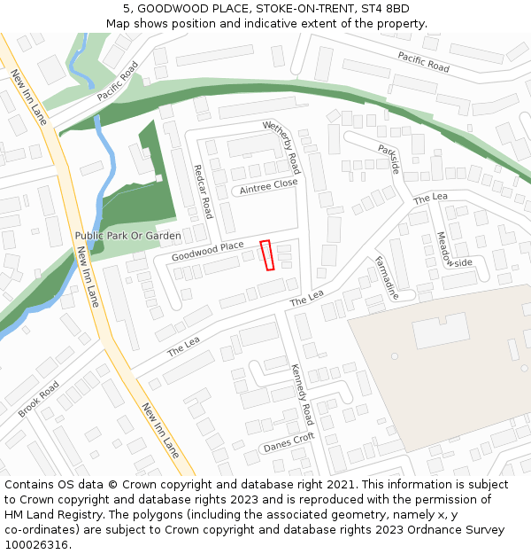 5, GOODWOOD PLACE, STOKE-ON-TRENT, ST4 8BD: Location map and indicative extent of plot