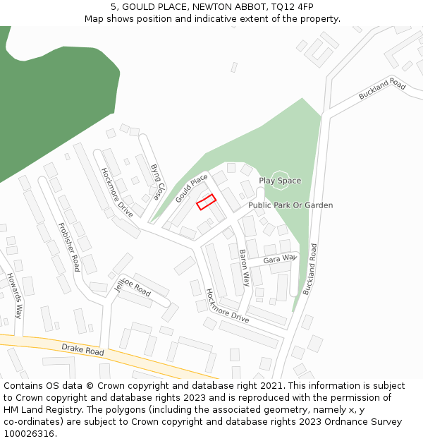 5, GOULD PLACE, NEWTON ABBOT, TQ12 4FP: Location map and indicative extent of plot