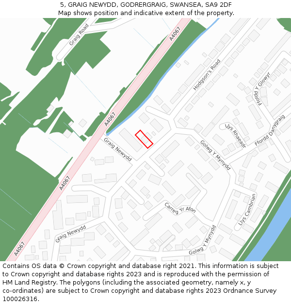 5, GRAIG NEWYDD, GODRERGRAIG, SWANSEA, SA9 2DF: Location map and indicative extent of plot