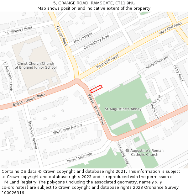 5, GRANGE ROAD, RAMSGATE, CT11 9NU: Location map and indicative extent of plot