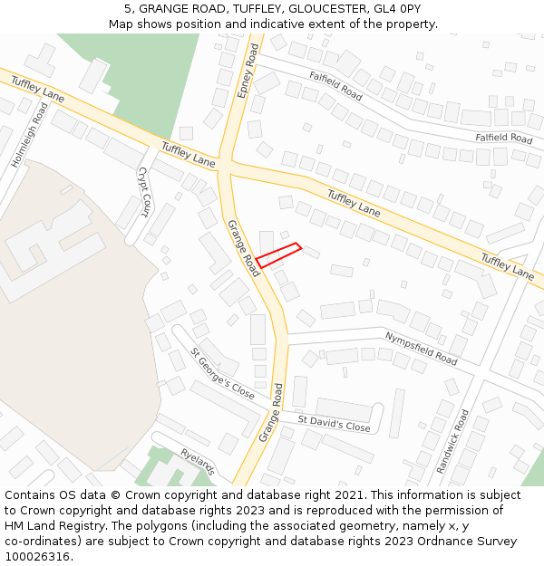 5, GRANGE ROAD, TUFFLEY, GLOUCESTER, GL4 0PY: Location map and indicative extent of plot