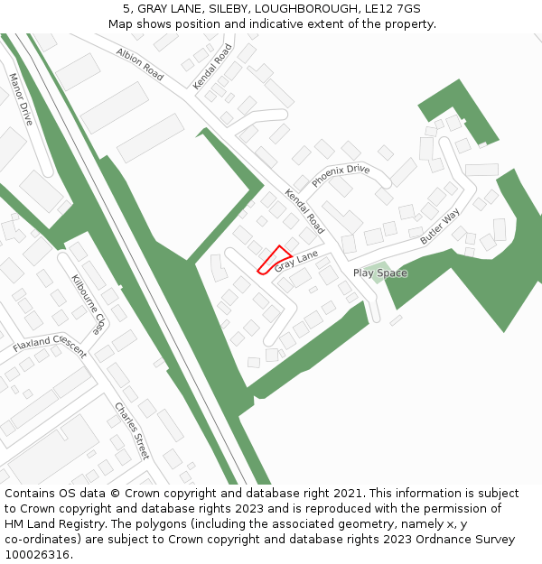 5, GRAY LANE, SILEBY, LOUGHBOROUGH, LE12 7GS: Location map and indicative extent of plot