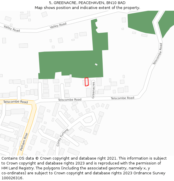 5, GREENACRE, PEACEHAVEN, BN10 8AD: Location map and indicative extent of plot