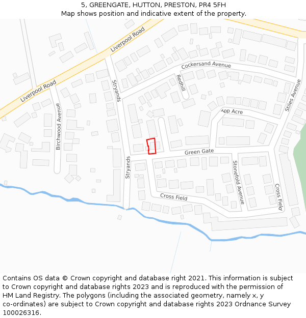 5, GREENGATE, HUTTON, PRESTON, PR4 5FH: Location map and indicative extent of plot