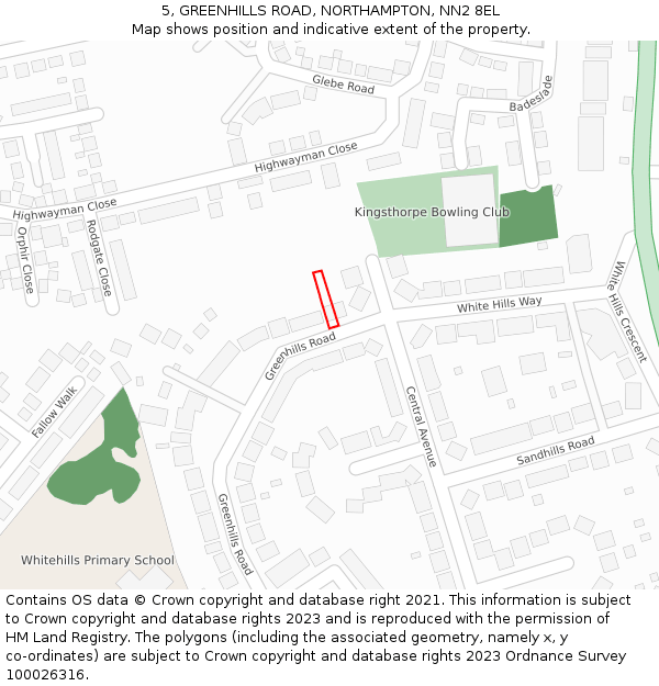 5, GREENHILLS ROAD, NORTHAMPTON, NN2 8EL: Location map and indicative extent of plot