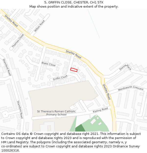 5, GRIFFIN CLOSE, CHESTER, CH1 5TX: Location map and indicative extent of plot