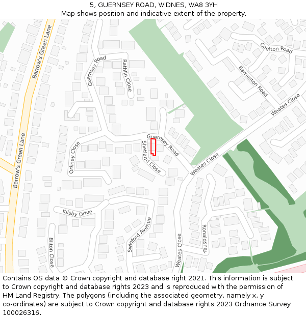 5, GUERNSEY ROAD, WIDNES, WA8 3YH: Location map and indicative extent of plot