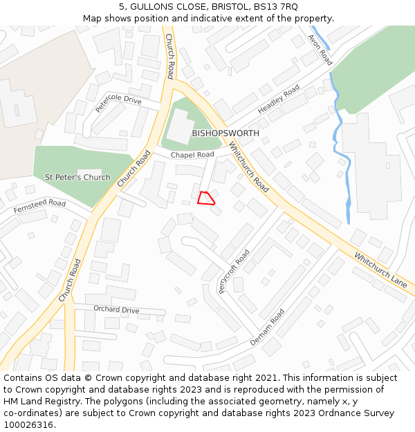 5, GULLONS CLOSE, BRISTOL, BS13 7RQ: Location map and indicative extent of plot