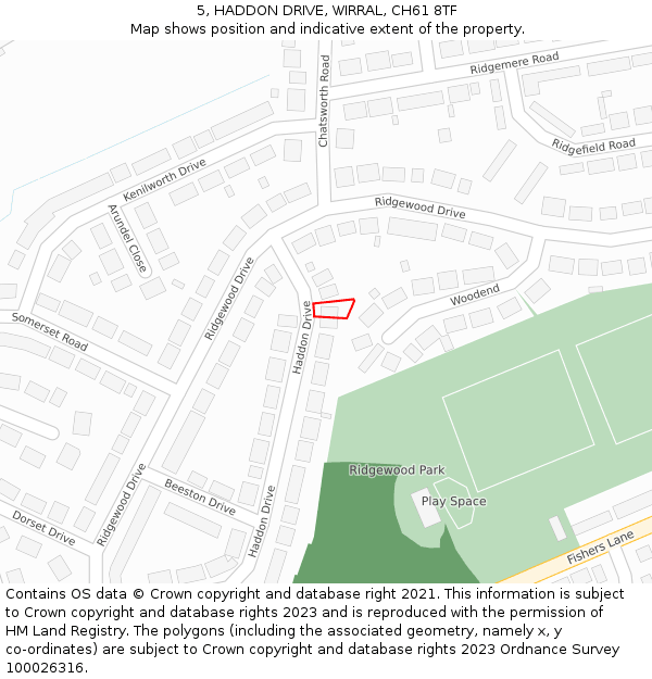 5, HADDON DRIVE, WIRRAL, CH61 8TF: Location map and indicative extent of plot