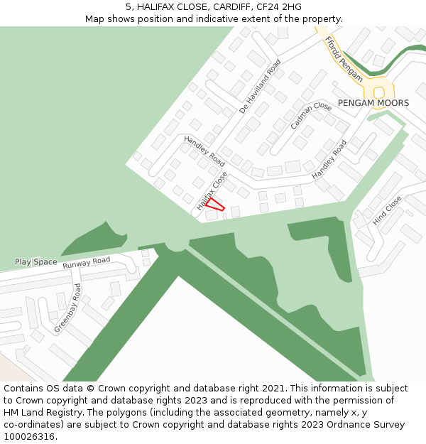 5, HALIFAX CLOSE, CARDIFF, CF24 2HG: Location map and indicative extent of plot