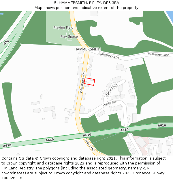 5, HAMMERSMITH, RIPLEY, DE5 3RA: Location map and indicative extent of plot