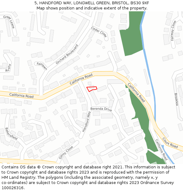 5, HANDFORD WAY, LONGWELL GREEN, BRISTOL, BS30 9XF: Location map and indicative extent of plot