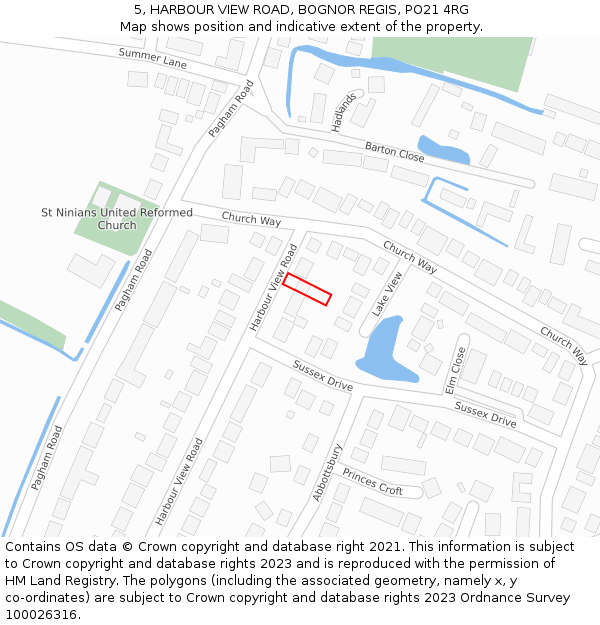 5, HARBOUR VIEW ROAD, BOGNOR REGIS, PO21 4RG: Location map and indicative extent of plot