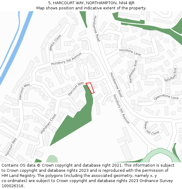 5, HARCOURT WAY, NORTHAMPTON, NN4 8JR: Location map and indicative extent of plot