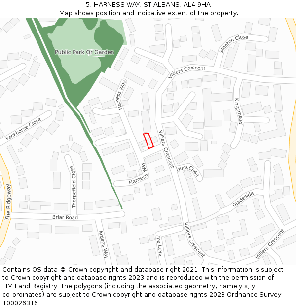 5, HARNESS WAY, ST ALBANS, AL4 9HA: Location map and indicative extent of plot