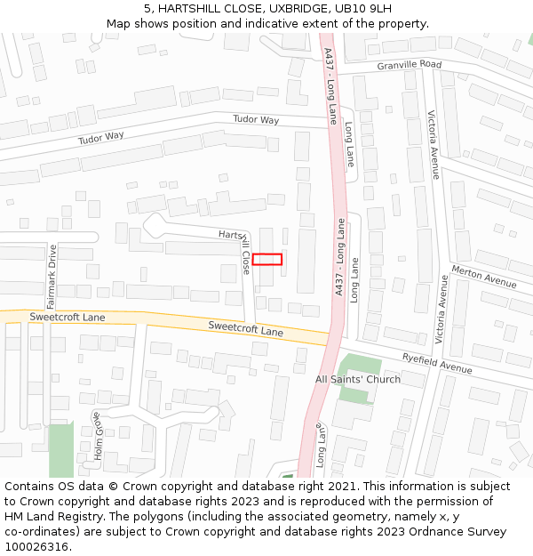5, HARTSHILL CLOSE, UXBRIDGE, UB10 9LH: Location map and indicative extent of plot