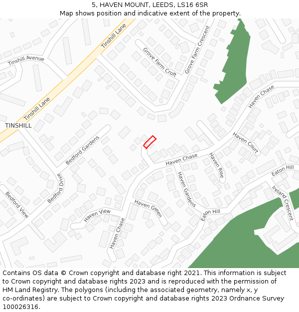 5, HAVEN MOUNT, LEEDS, LS16 6SR: Location map and indicative extent of plot