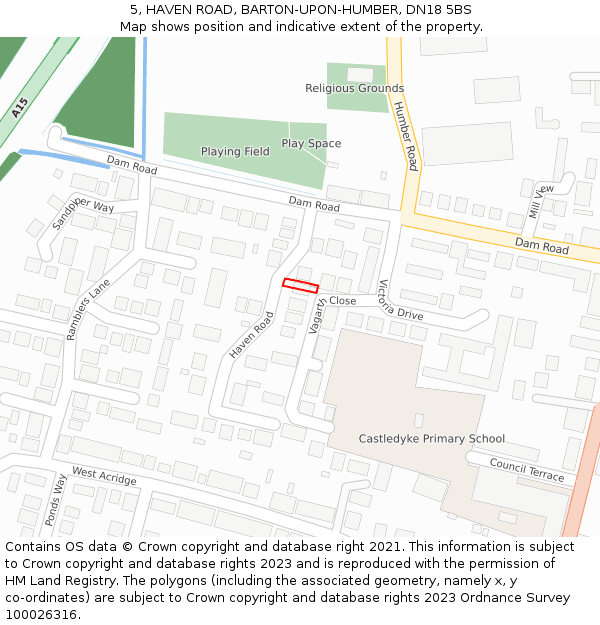 5, HAVEN ROAD, BARTON-UPON-HUMBER, DN18 5BS: Location map and indicative extent of plot