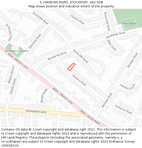 5, HAYBURN ROAD, STOCKPORT, SK2 5DB: Location map and indicative extent of plot