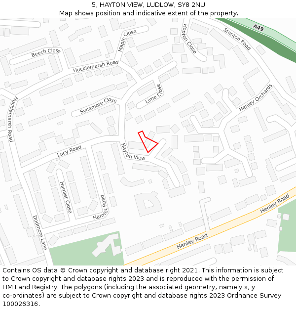5, HAYTON VIEW, LUDLOW, SY8 2NU: Location map and indicative extent of plot