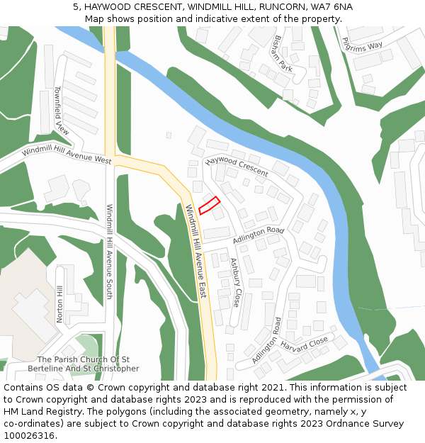 5, HAYWOOD CRESCENT, WINDMILL HILL, RUNCORN, WA7 6NA: Location map and indicative extent of plot