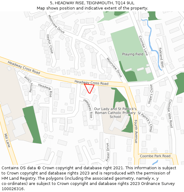 5, HEADWAY RISE, TEIGNMOUTH, TQ14 9UL: Location map and indicative extent of plot