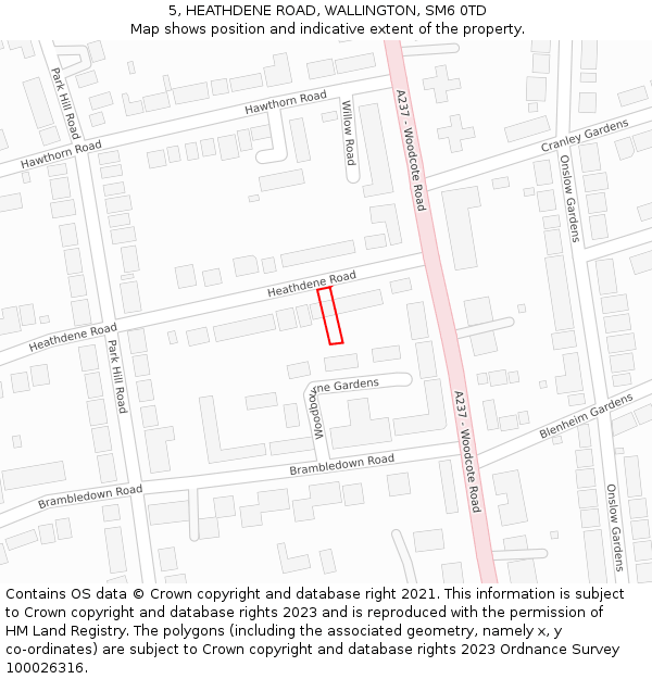 5, HEATHDENE ROAD, WALLINGTON, SM6 0TD: Location map and indicative extent of plot