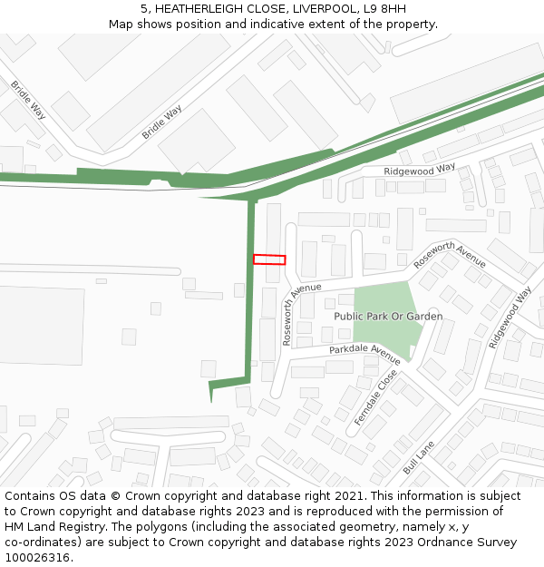 5, HEATHERLEIGH CLOSE, LIVERPOOL, L9 8HH: Location map and indicative extent of plot