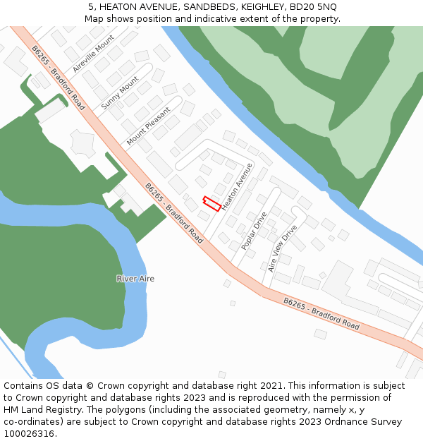 5, HEATON AVENUE, SANDBEDS, KEIGHLEY, BD20 5NQ: Location map and indicative extent of plot