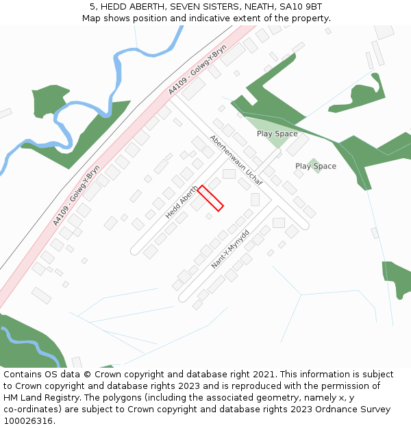 5, HEDD ABERTH, SEVEN SISTERS, NEATH, SA10 9BT: Location map and indicative extent of plot