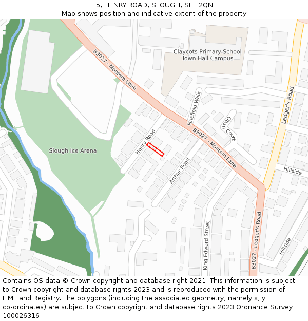 5, HENRY ROAD, SLOUGH, SL1 2QN: Location map and indicative extent of plot