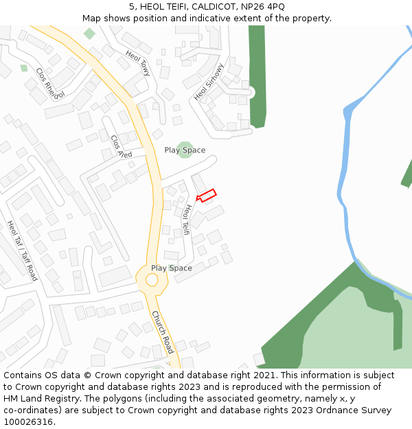 5, HEOL TEIFI, CALDICOT, NP26 4PQ: Location map and indicative extent of plot