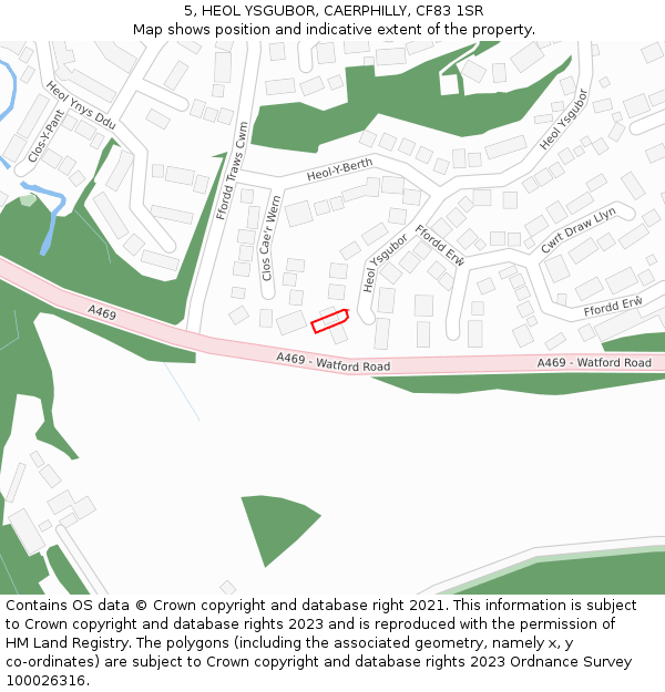 5, HEOL YSGUBOR, CAERPHILLY, CF83 1SR: Location map and indicative extent of plot