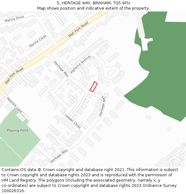 5, HERITAGE WAY, BRIXHAM, TQ5 9FN: Location map and indicative extent of plot