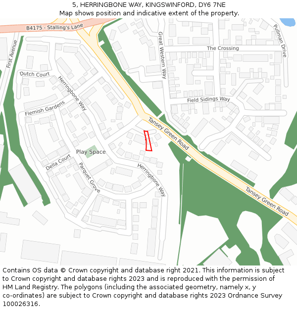 5, HERRINGBONE WAY, KINGSWINFORD, DY6 7NE: Location map and indicative extent of plot