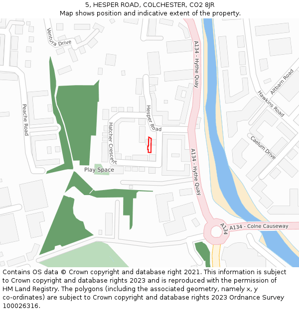 5, HESPER ROAD, COLCHESTER, CO2 8JR: Location map and indicative extent of plot