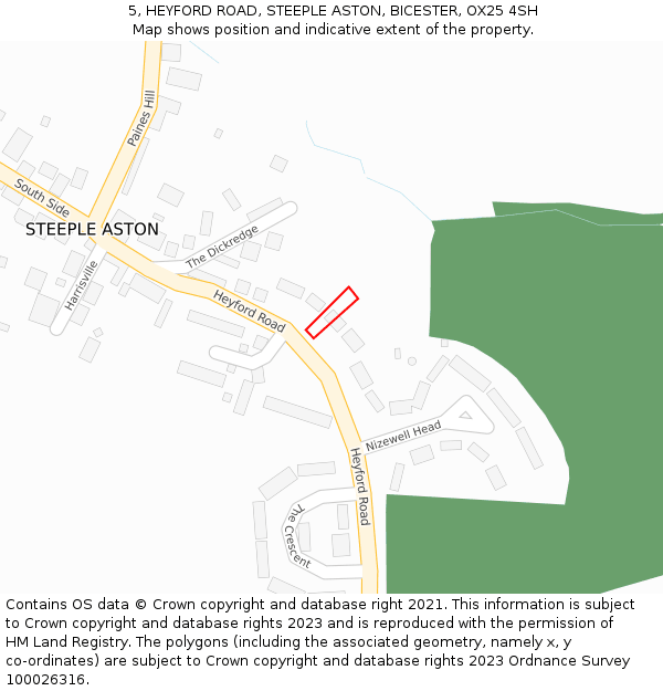 5, HEYFORD ROAD, STEEPLE ASTON, BICESTER, OX25 4SH: Location map and indicative extent of plot