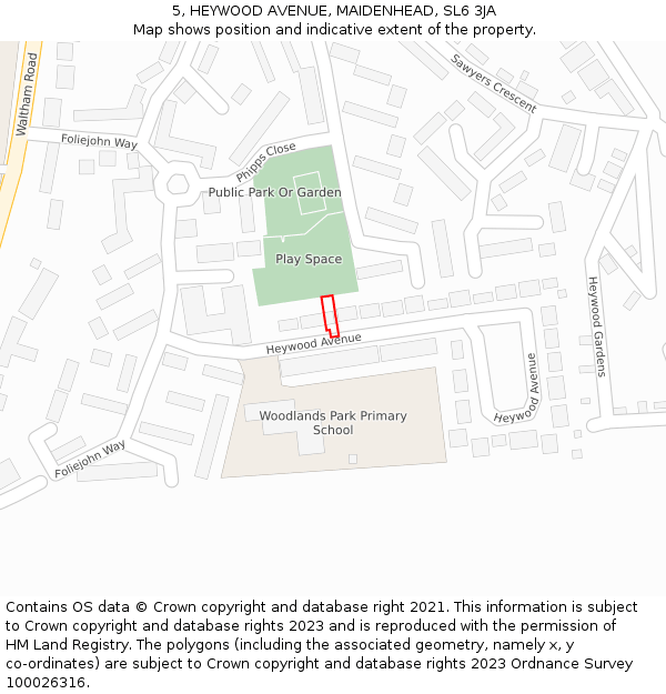 5, HEYWOOD AVENUE, MAIDENHEAD, SL6 3JA: Location map and indicative extent of plot