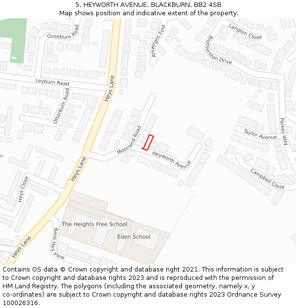 5, HEYWORTH AVENUE, BLACKBURN, BB2 4SB: Location map and indicative extent of plot