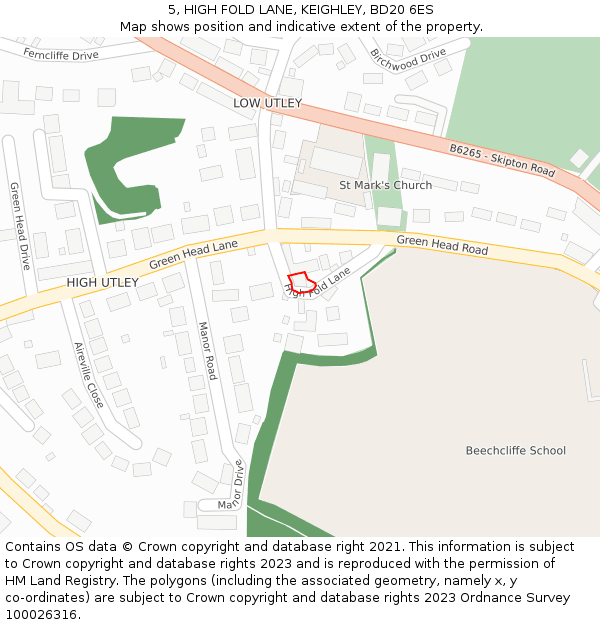 5, HIGH FOLD LANE, KEIGHLEY, BD20 6ES: Location map and indicative extent of plot