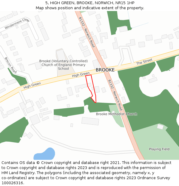 5, HIGH GREEN, BROOKE, NORWICH, NR15 1HP: Location map and indicative extent of plot