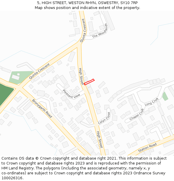 5, HIGH STREET, WESTON RHYN, OSWESTRY, SY10 7RP: Location map and indicative extent of plot