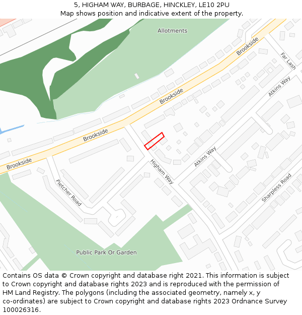 5, HIGHAM WAY, BURBAGE, HINCKLEY, LE10 2PU: Location map and indicative extent of plot