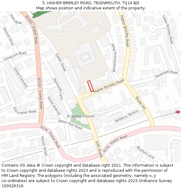 5, HIGHER BRIMLEY ROAD, TEIGNMOUTH, TQ14 8JS: Location map and indicative extent of plot