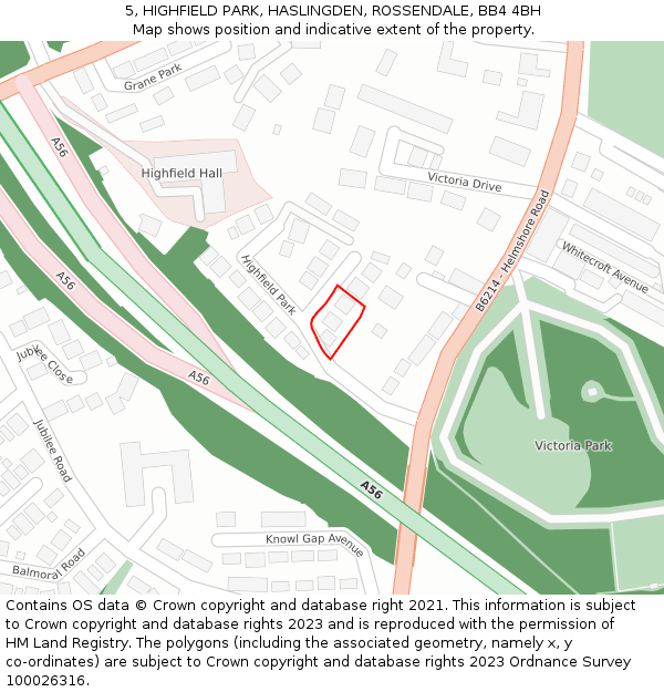 5, HIGHFIELD PARK, HASLINGDEN, ROSSENDALE, BB4 4BH: Location map and indicative extent of plot