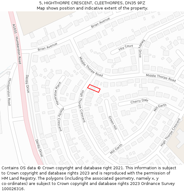 5, HIGHTHORPE CRESCENT, CLEETHORPES, DN35 9PZ: Location map and indicative extent of plot